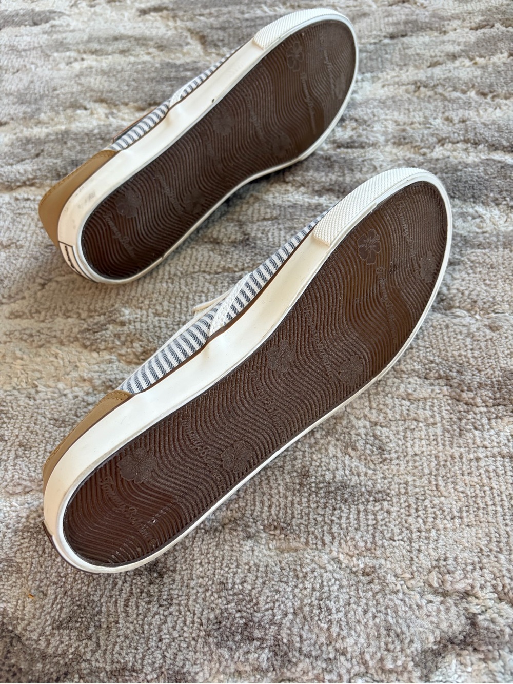 Tommy Bahama Striped Slip-On Sneakers in White and Navy - Picture 8 of 9